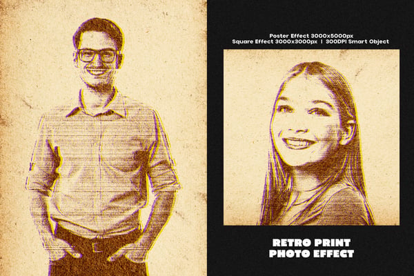 Retro Print Square And Poster Photo Effect