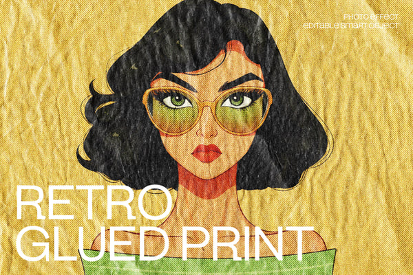 Retro Glued Print Photo Effect