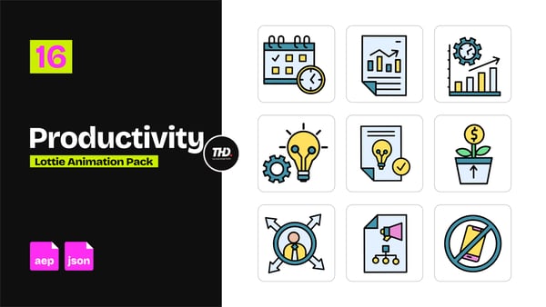 Productivity Icons Pack | After Effects & Lottie Animation