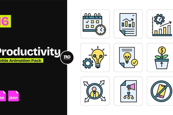 Productivity Icons Pack | After Effects & Lottie Animation