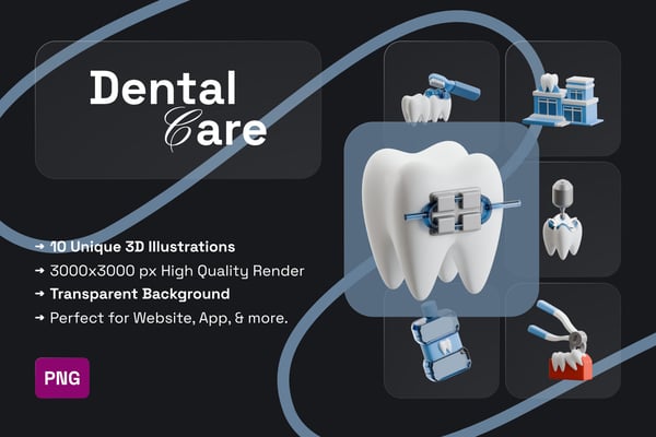 Dental Care 3D Icon Pack