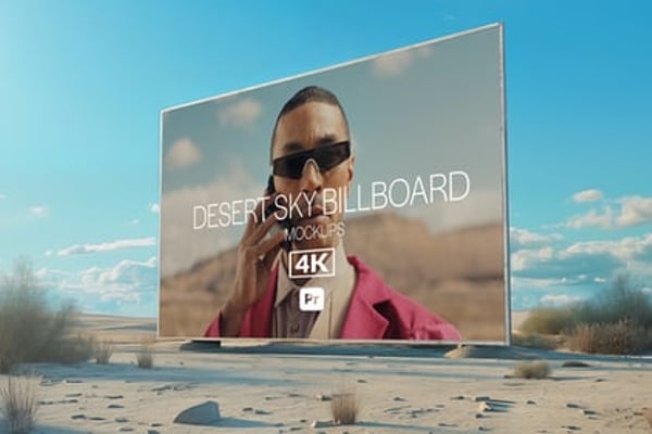 Desert Sky Billboard Mockups for Premiere Pro - Realistic Outdoor Advertising Presentation Template