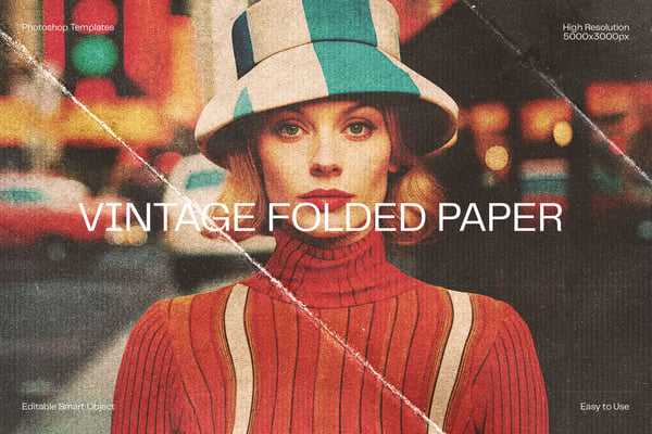 Vintage Folded Paper Photo Effect