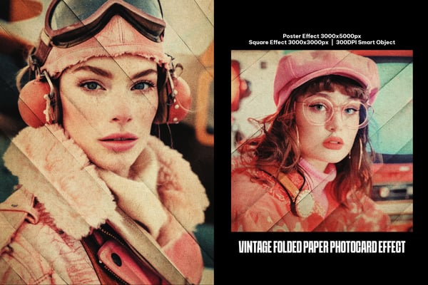 Vintage Folded Paper Square And Poster Photo Effect