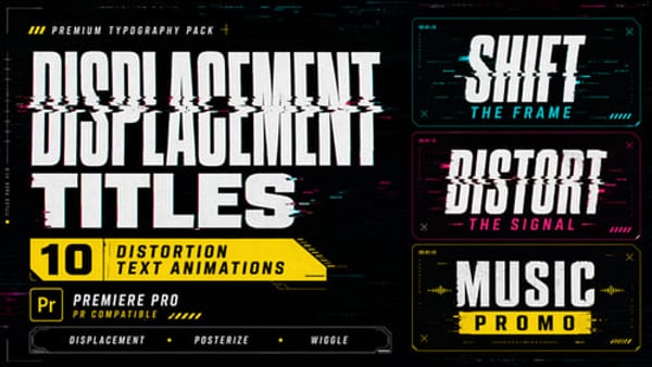 Displacement Titles for Premiere Pro | Distorted Typography MOGRT Animations