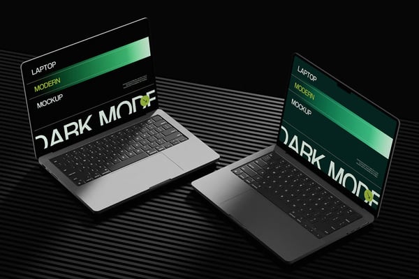 Dual Laptop Mockup For Dark Mode