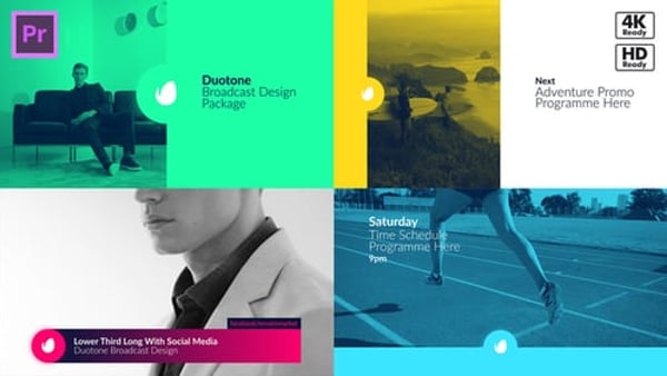Duotone Broadcast Package for Premiere Pro - Duotone TV Motion Graphics Pack