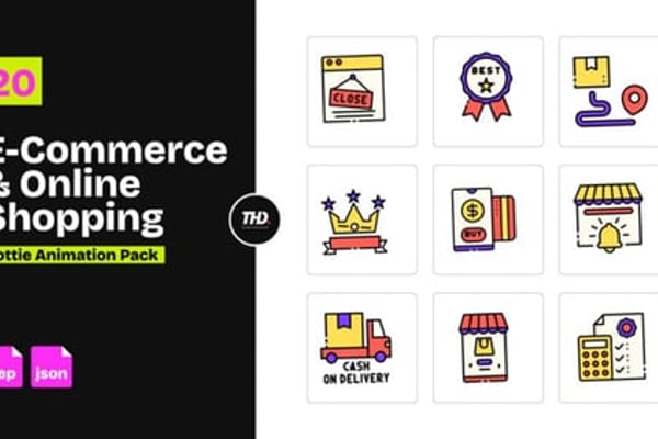 E-commerce & Online Shopping Icons Pack | After Effects & Lottie Animation