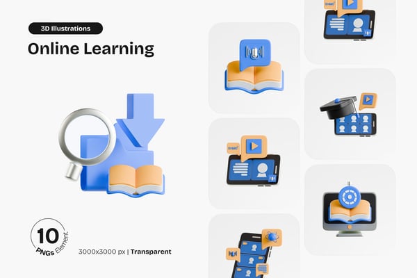 E-Learning 3D Icon Pack