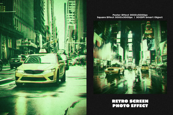 Retro Screen Square And Poster Photo Effect