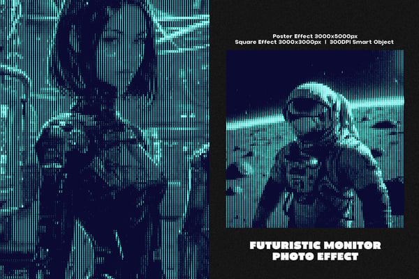 Futuristic Monitor Square And Poster Photo Effect
