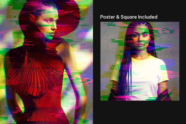 Glitch Square And Poster Photo Effect