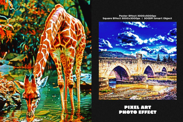 Pixel Art Square And Poster Photo Effect
