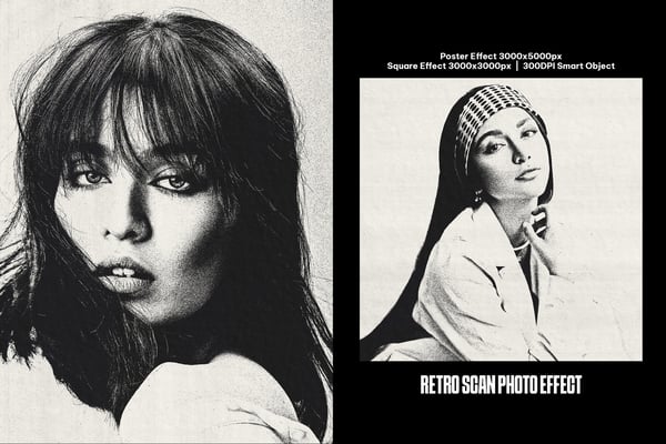Retro Scan Square And Poster Photo Effect