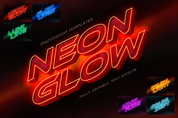 Neon Glow 3D Text Effect