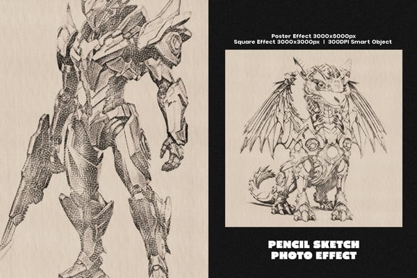 Pencil Sketch Square And Poster Photo Effect