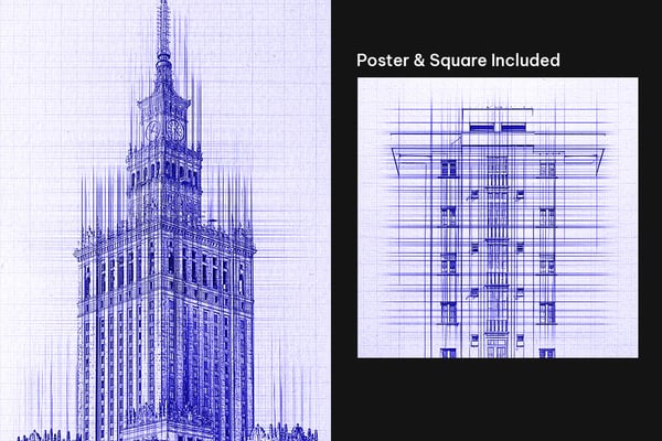 Blue Print Square And Poster Photo Effect