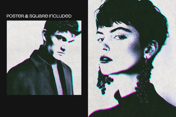 Risograph Glitch Square And Poster Photo Effect