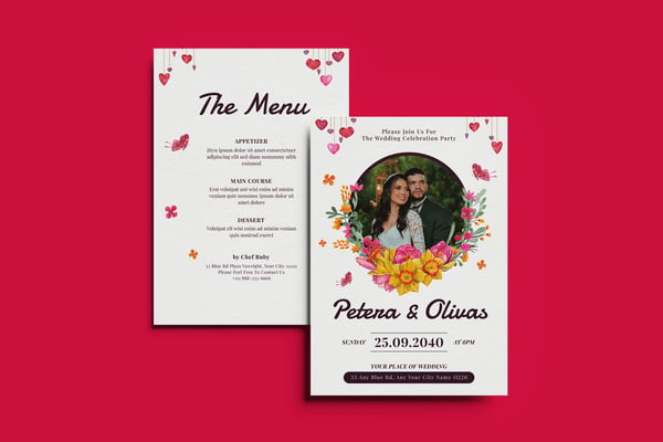 Just Married Wedding Invitation Template