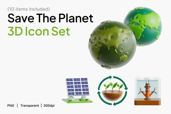 Save The Planet 3D Icon Set
