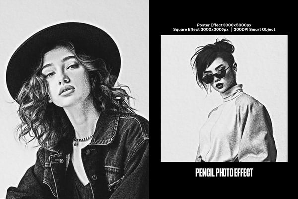 Pencil Square And Poster Photo Effect
