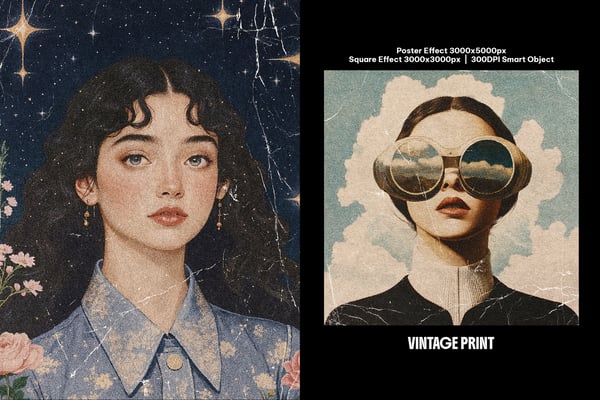 Vintage Print Square And Poster Photo Effect