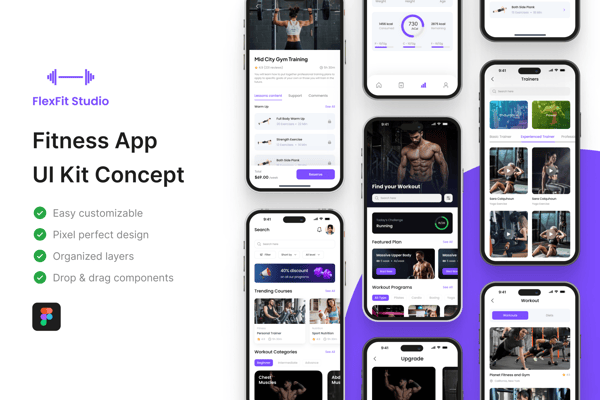 FlexFit Studio - Fitness App UI Kit