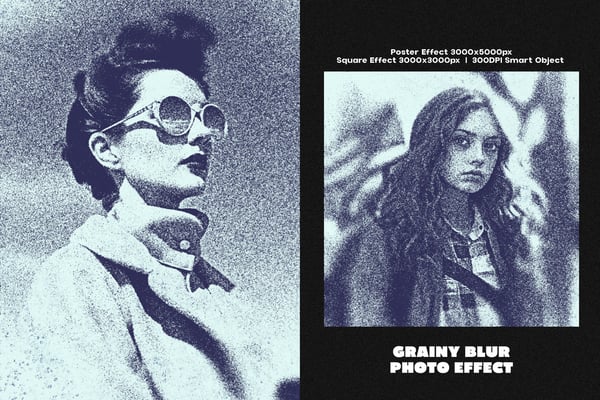 Grainy Blur Square And Poster Photo Effect