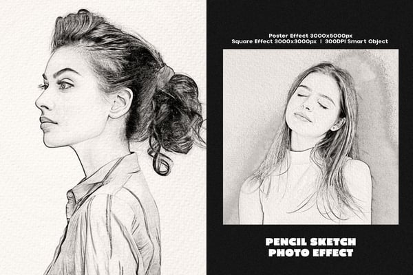Pencil Sketch Square And Poster Photo Effect