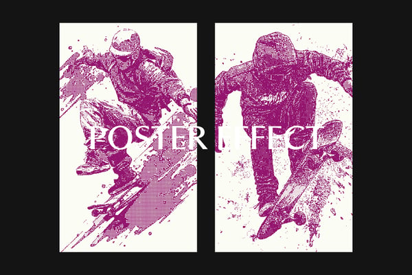 Halftone Bitmap Square And Poster Photo Effect