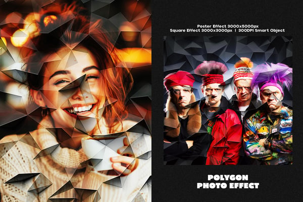 Polygon Square And Poster Photo Effect