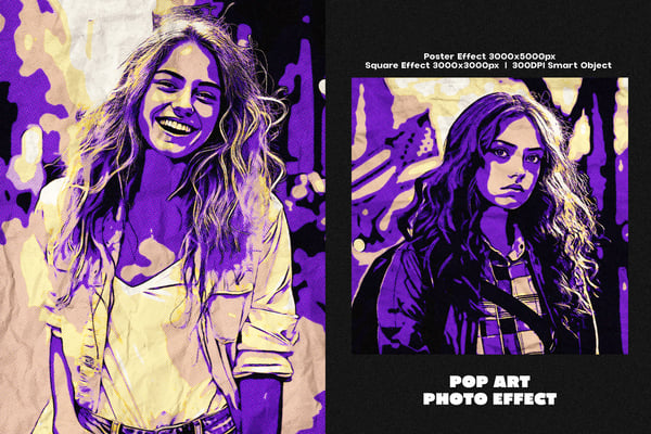 Pop Art Square And Poster Photo Effect
