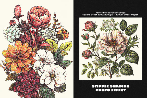 Stipple Shading Square And Poster Photo Effect