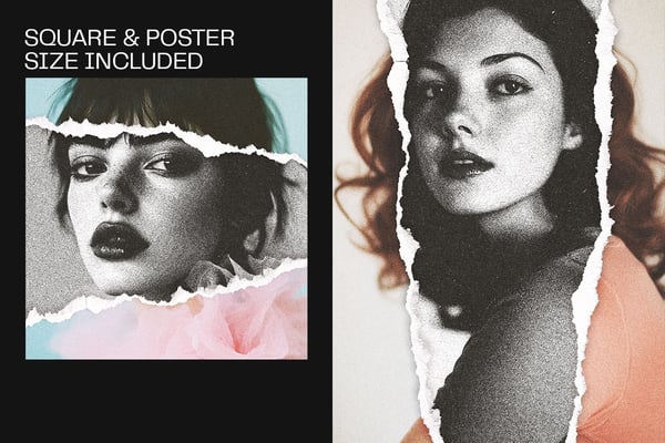Retro Grain Square And Poster Photo Effect