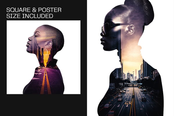 Double Exposure Square And Poster Photo Effect