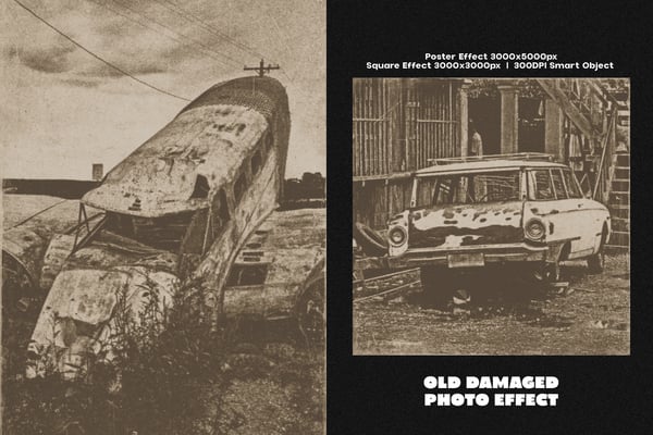Old Damaged Square And Poster Photo Effect