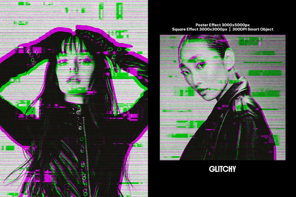Glitchy Square And Poster Photo Effect