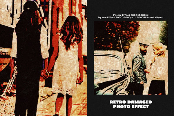 Retro Damaged Poster Square And Poster Photo Effect