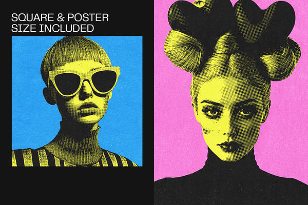 Pop Art Halftone Square And Poster Photo Effect