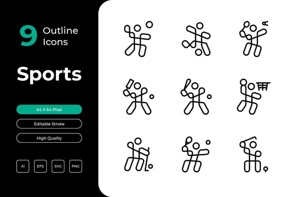 Sports Outline Icon set