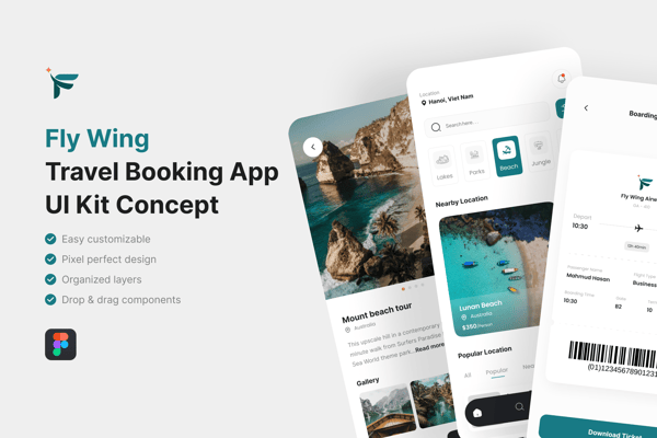 Fly Wing_Travel App UI Kit 