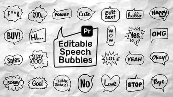 Editable Speech & Thought Bubbles for Premiere Pro | Animated Callout MOGRTs