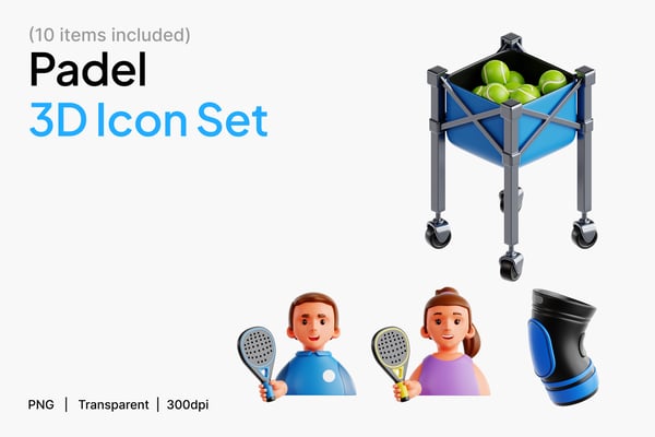 Padel 3D Icon Set