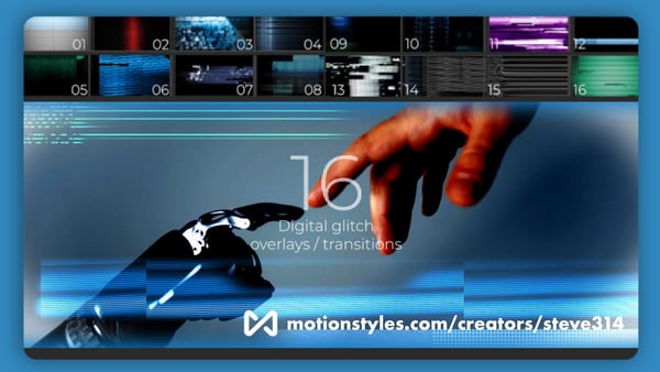 Digital Glitch Overlays - Transitions with Sfx
