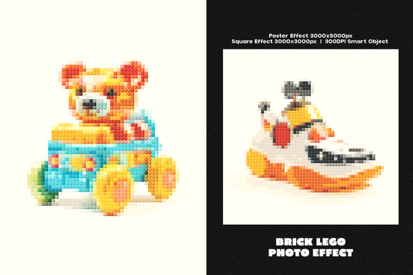 Brick Lego Square And Poster Photo Effect