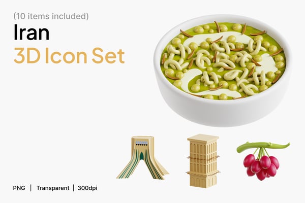 Iran 3D Icon Set