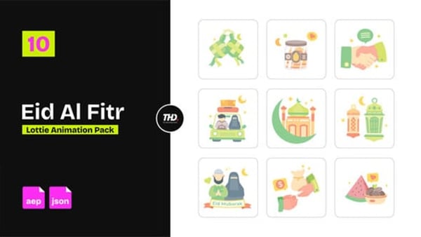 Eid Al Fitr Icons Pack | After Effects & Lottie Animation