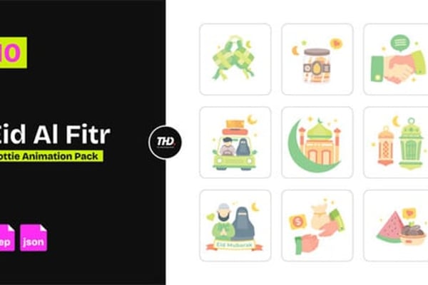 Eid Al Fitr Icons Pack | After Effects & Lottie Animation