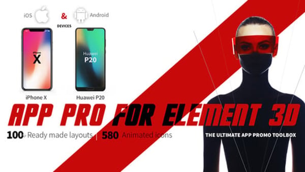 Element 3D App Promo Toolkit — 100+ Scenes, iOS/Android Devices & 580 Icons