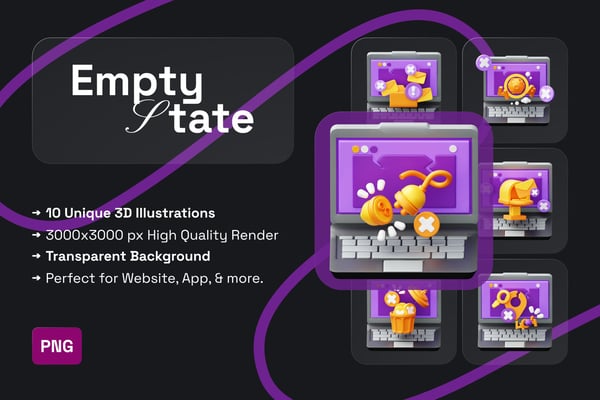 Empty State 3D Icon Pack